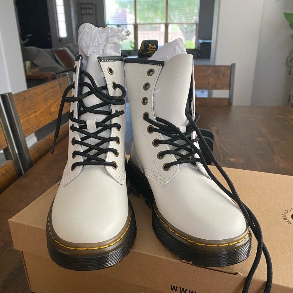 White Zavala Dr. Martens Lace up Boots